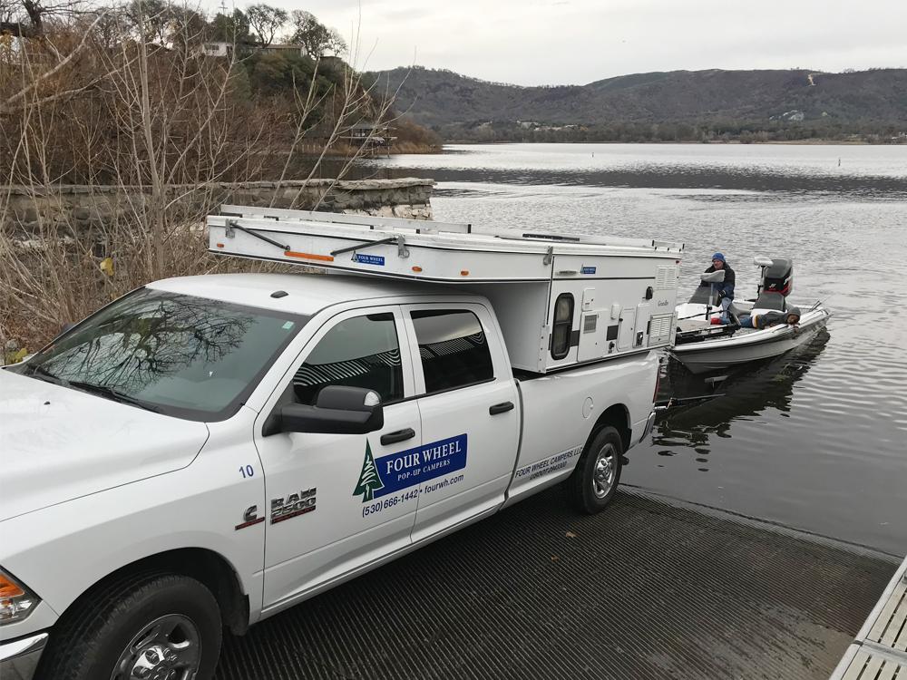 Boat Fishing Clear Lake Four Wheel Popup Camper