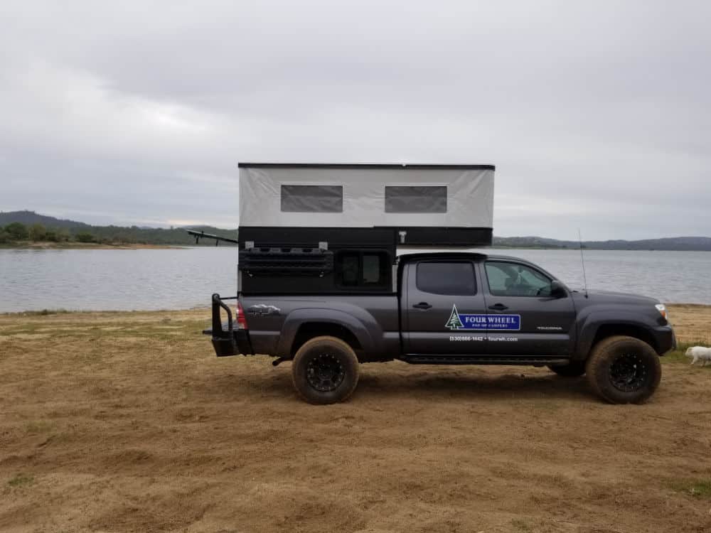 Four Wheel Camper's Project M lightweight camper with pop-up raised