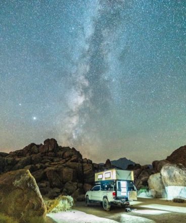 PopUp Four Wheel Camper under Starry Night